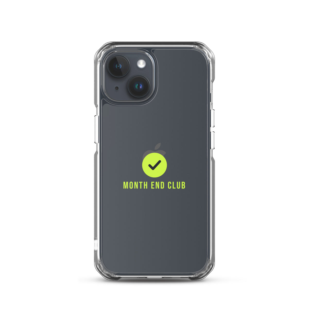 Month End Club Tick Clear iPhone Case – Lime – iPhone 15, clear