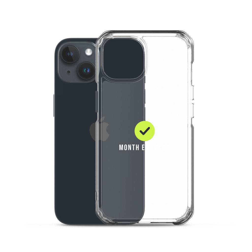 Month End Club Tick Clear iPhone Case – White – clear case