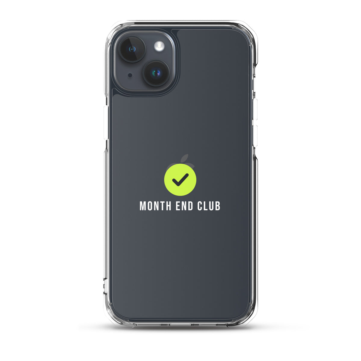Month End Club Tick Clear iPhone Case – White – iPhone 15 Plus, clear