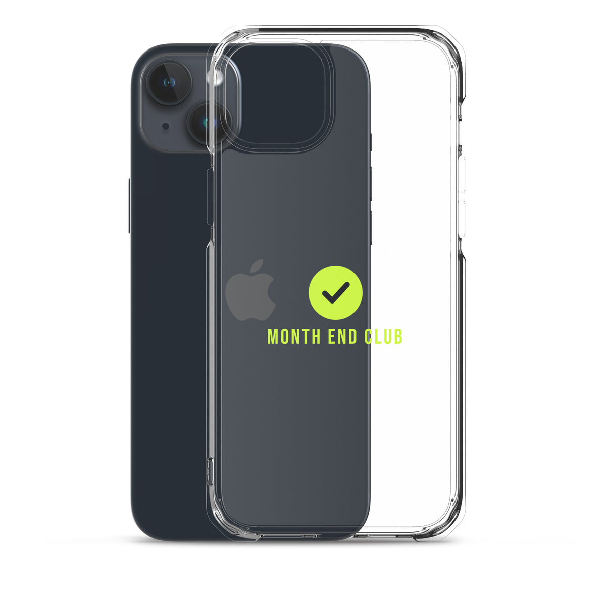 Month End Club Tick Clear iPhone Case – Lime – clear case