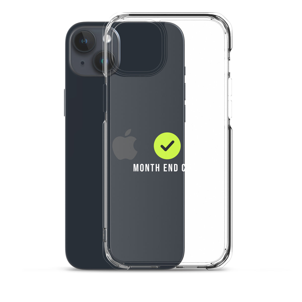 Month End Club Tick Clear iPhone Case – White – clear case