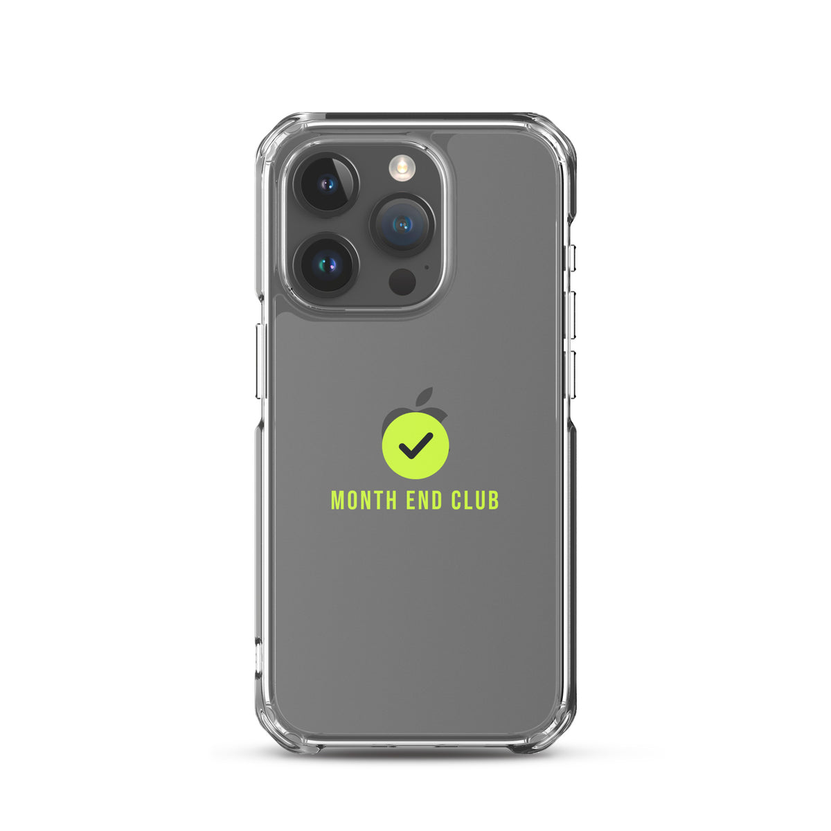 Month End Club Tick Clear iPhone Case – Lime – iPhone 15 Pro, clear
