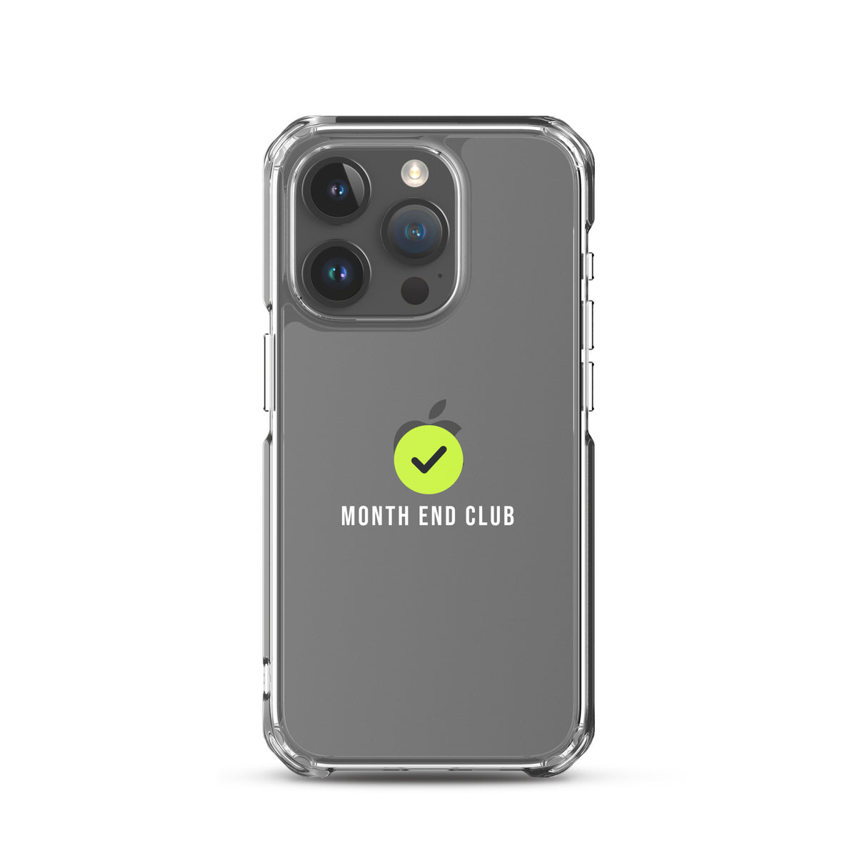 Month End Club Tick Clear iPhone Case – White – iPhone 15 Pro, clear
