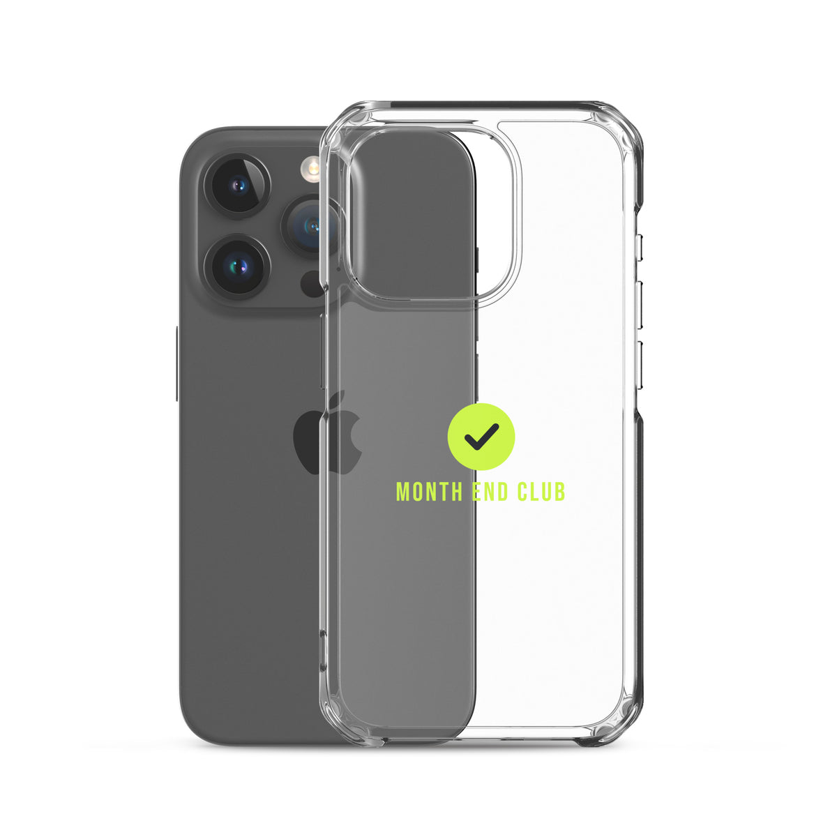 Month End Club Tick Clear iPhone Case – Lime – clear case