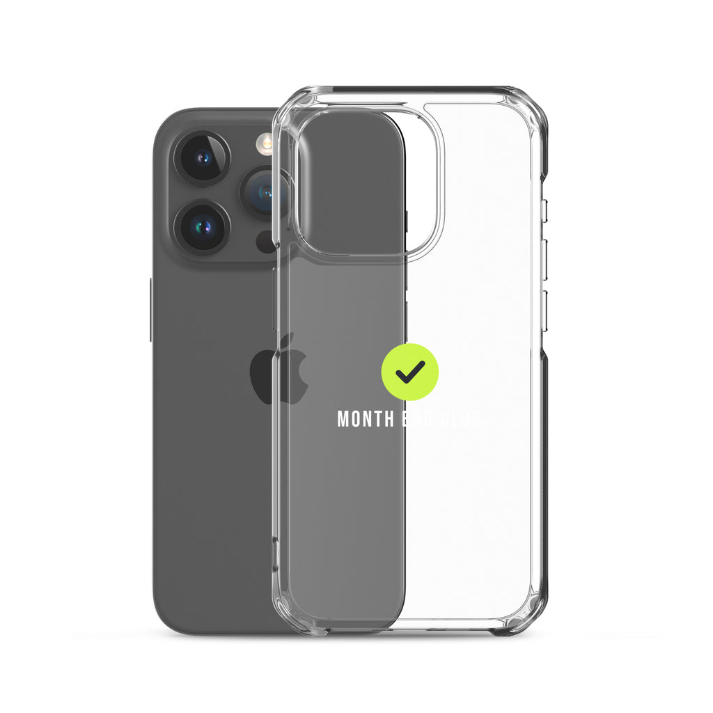 Month End Club Tick Clear iPhone Case – White – clear case