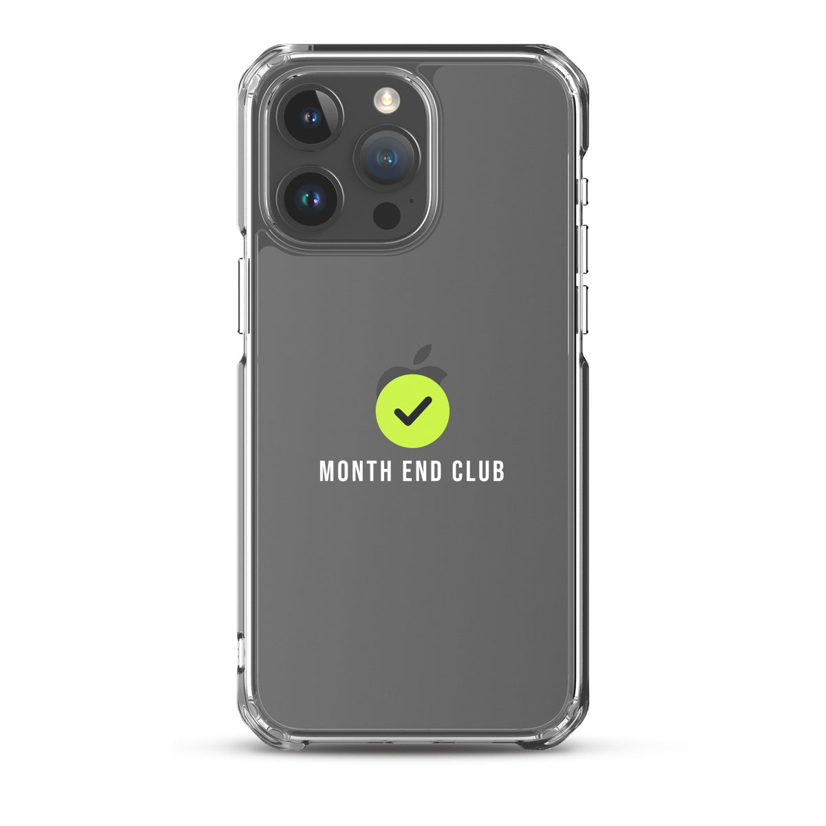 Month End Club Tick Clear iPhone Case – White – iPhone 15 Pro Max, clear