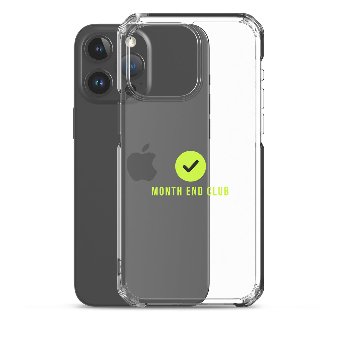 Month End Club Tick Clear iPhone Case – Lime – clear case