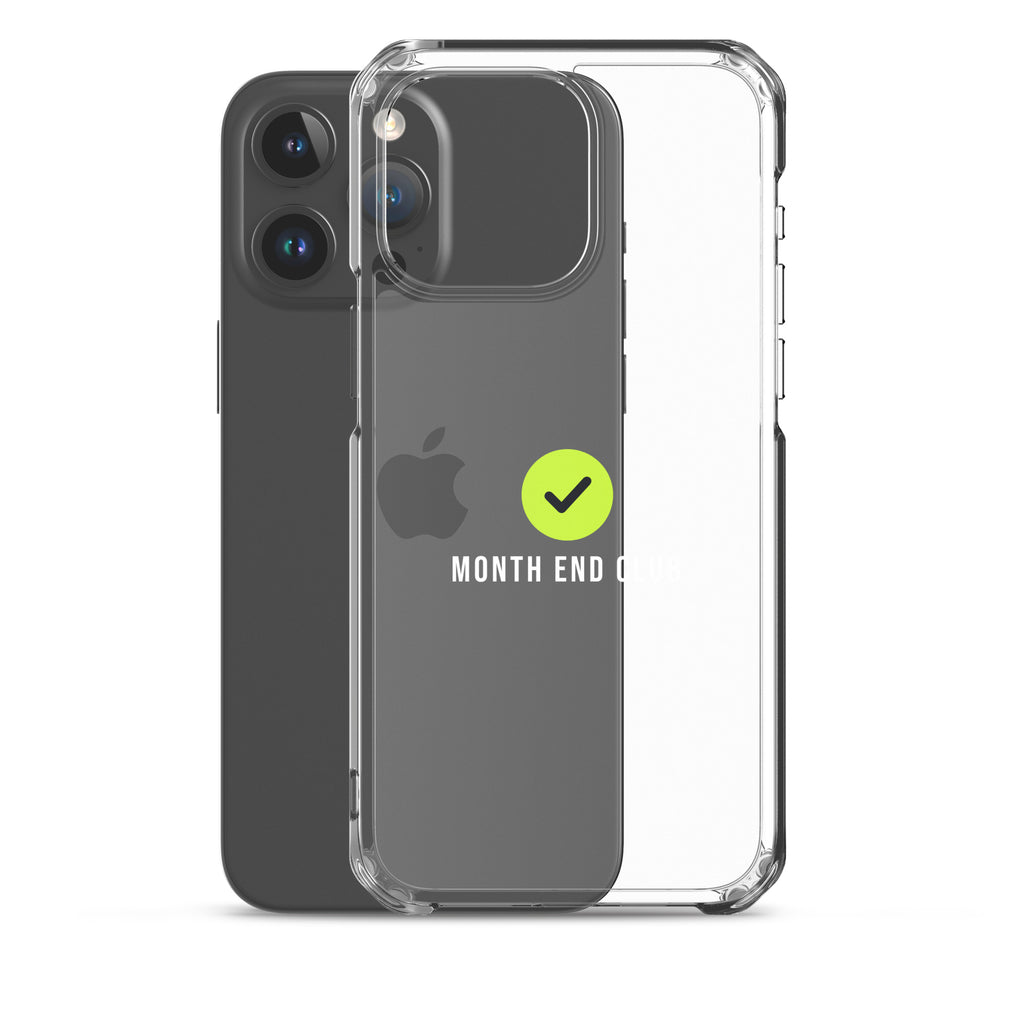 Month End Club Tick Clear iPhone Case – White – clear case