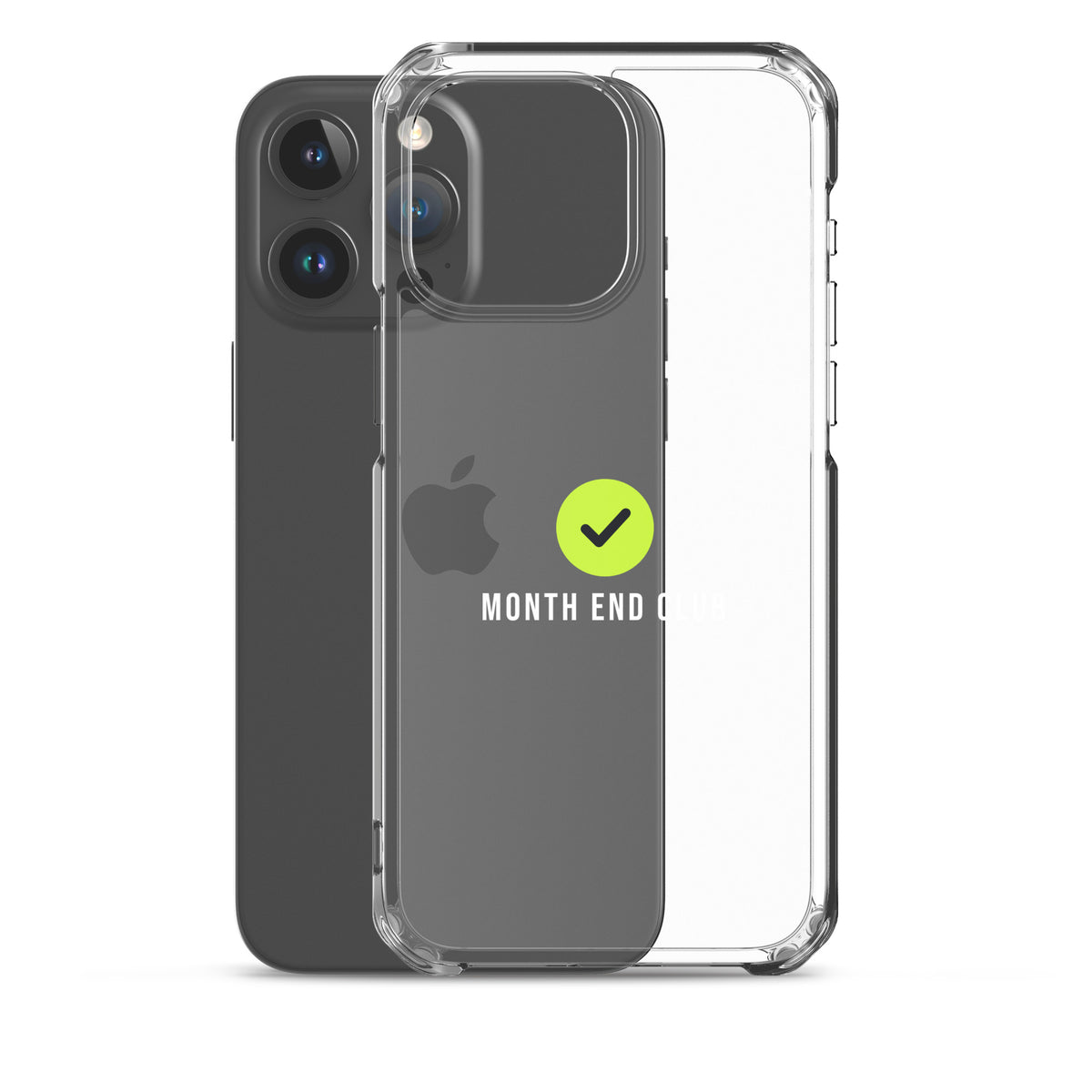 Month End Club Tick Clear iPhone Case – White – clear case