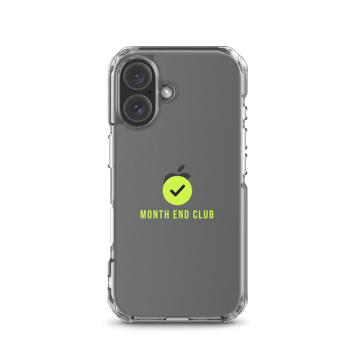 Month End Club Tick Clear iPhone Case – Lime – iPhone 16, clear