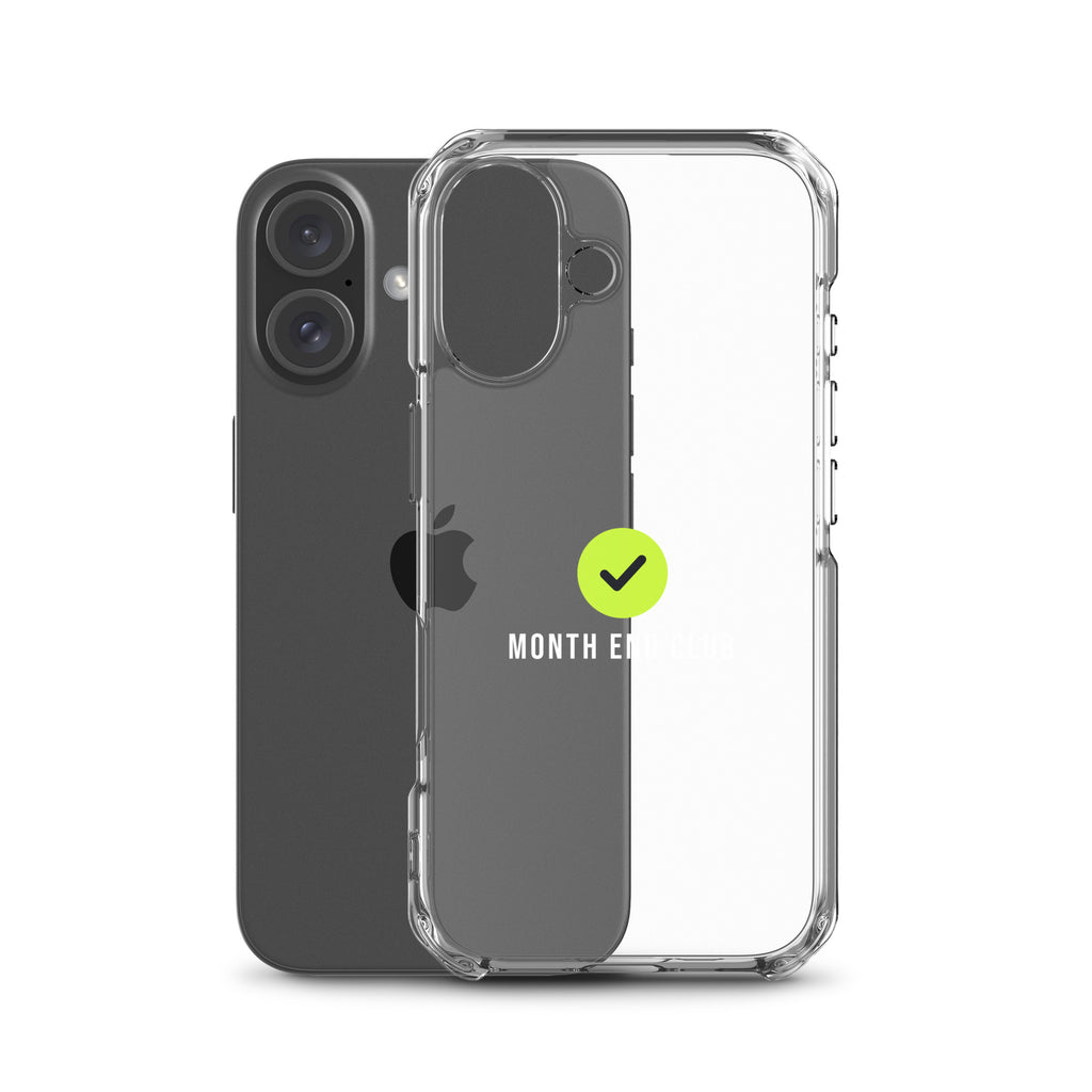 Month End Club Tick Clear iPhone Case – White – clear case