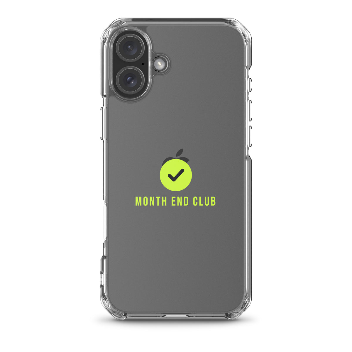 Month End Club Tick Clear iPhone Case – Lime – iPhone 16 Plus, clear