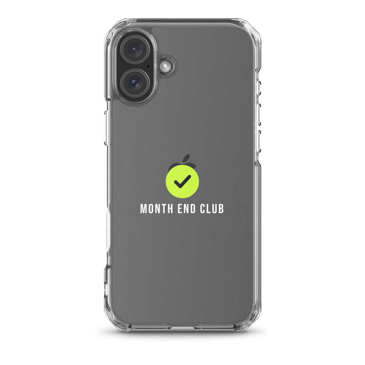 Month End Club Tick Clear iPhone Case – White – iPhone 16 Plus, clear