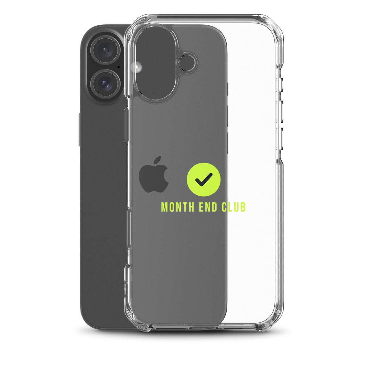 Month End Club Tick Clear iPhone Case – Lime – clear case