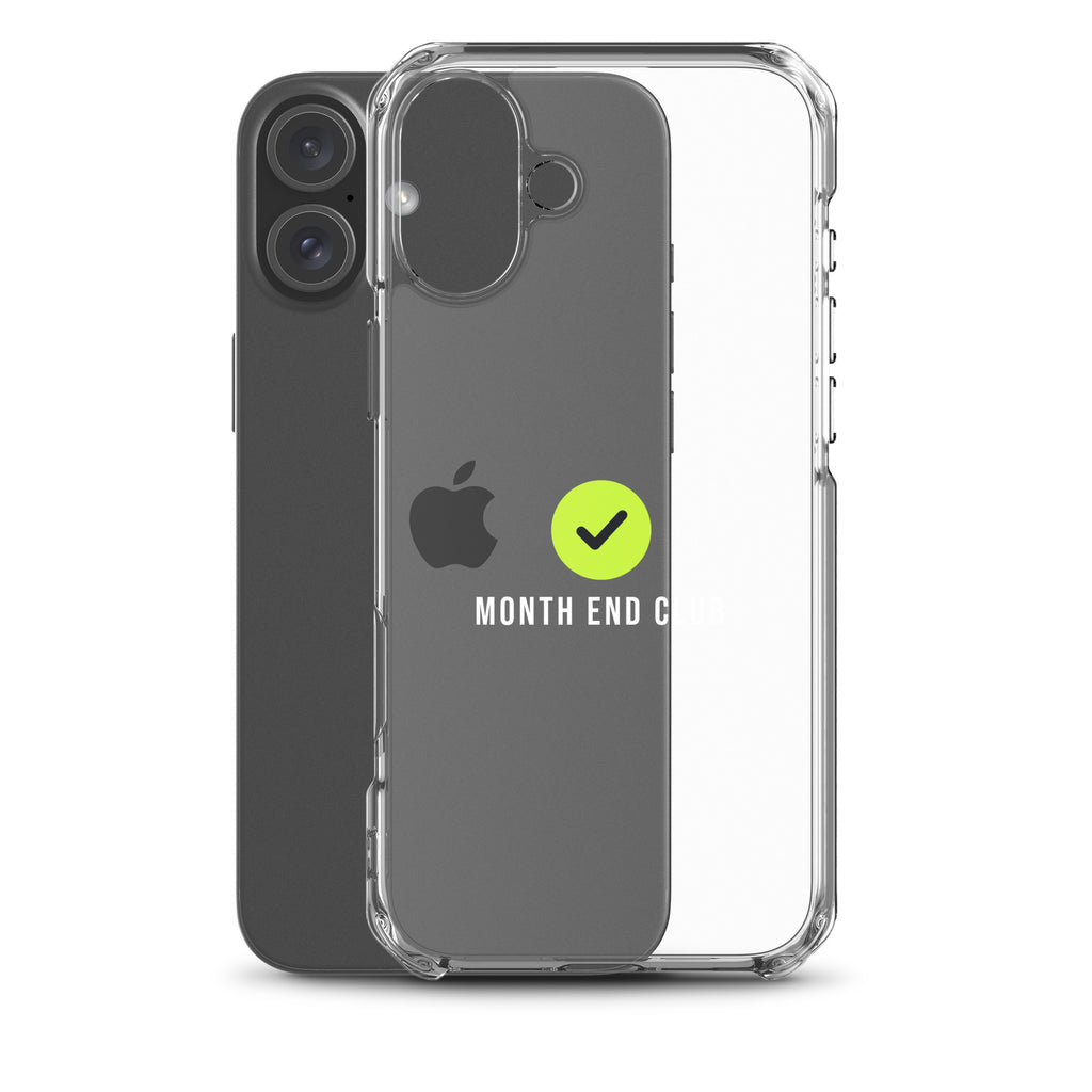 Month End Club Tick Clear iPhone Case – White – clear case