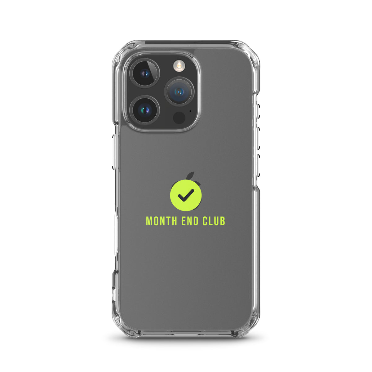 Month End Club Tick Clear iPhone Case – Lime – iPhone 16 Pro, clear