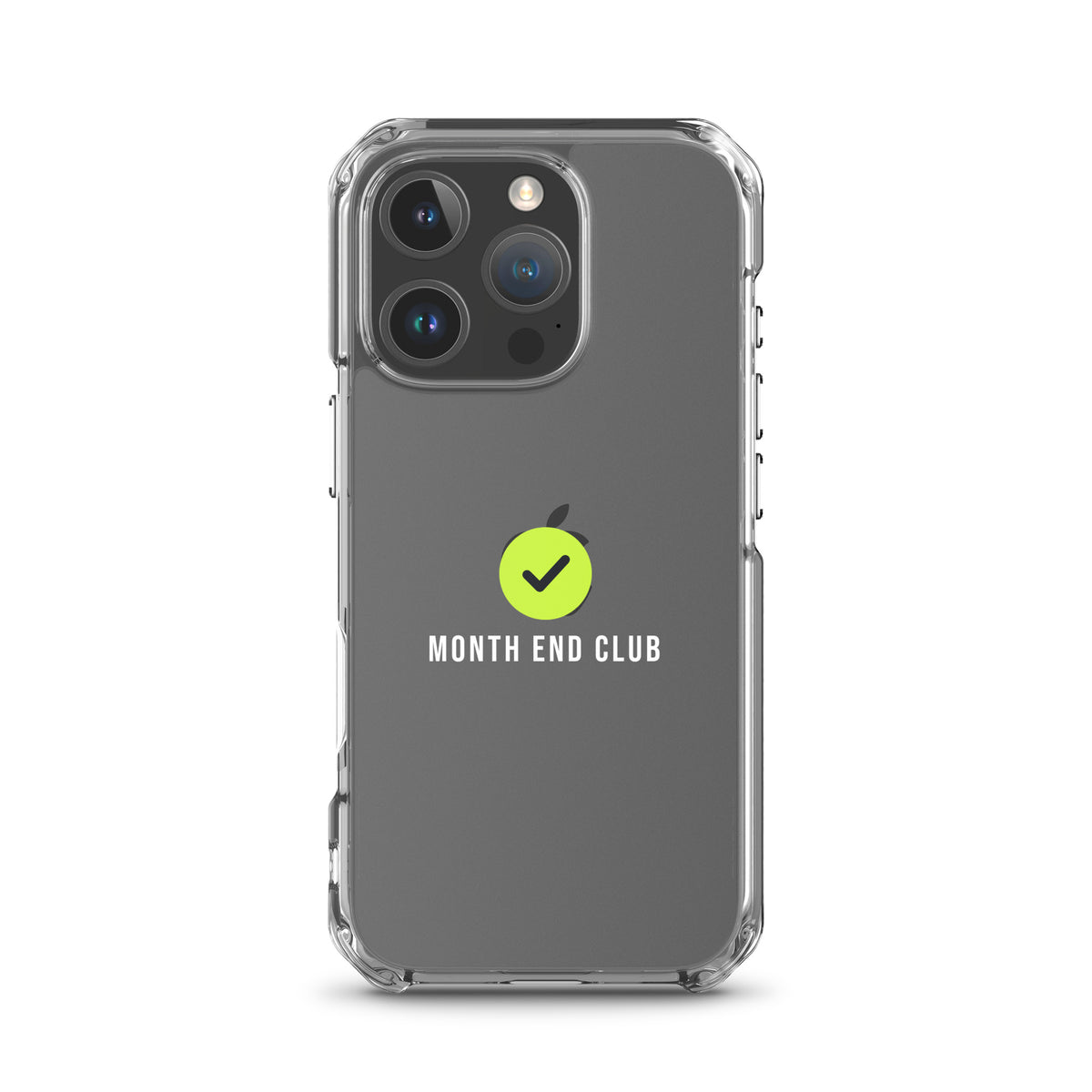 Month End Club Tick Clear iPhone Case – White – iPhone 16 Pro, clear