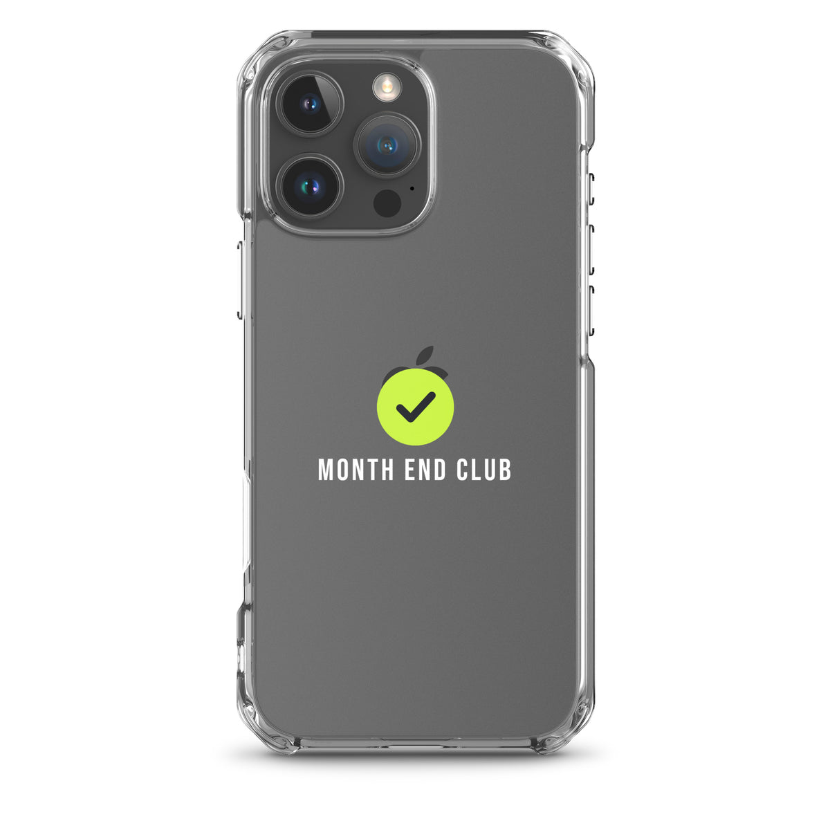 Month End Club Tick Clear iPhone Case – White – iPhone 16 Pro Max, clear