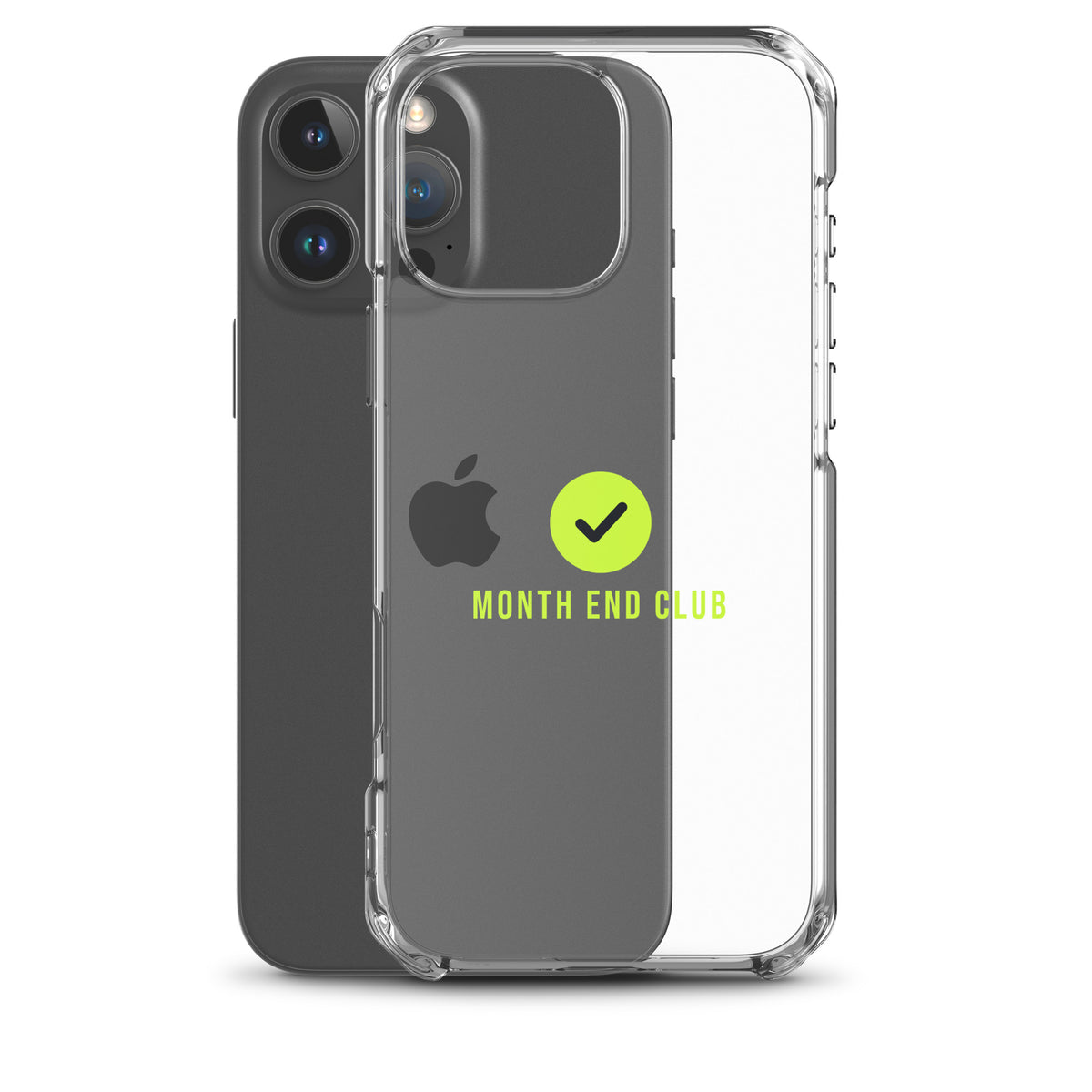 Month End Club Tick Clear iPhone Case – Lime – clear case