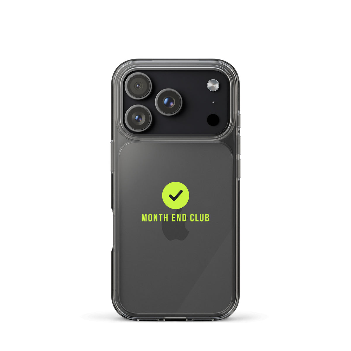 Month End Club Tick Clear iPhone Case – Lime – iPhone 17 Pro, clear