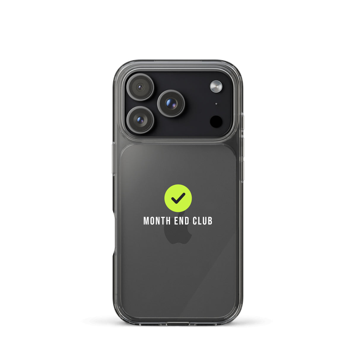 Month End Club Tick Clear iPhone Case – White – iPhone 17 Pro, clear