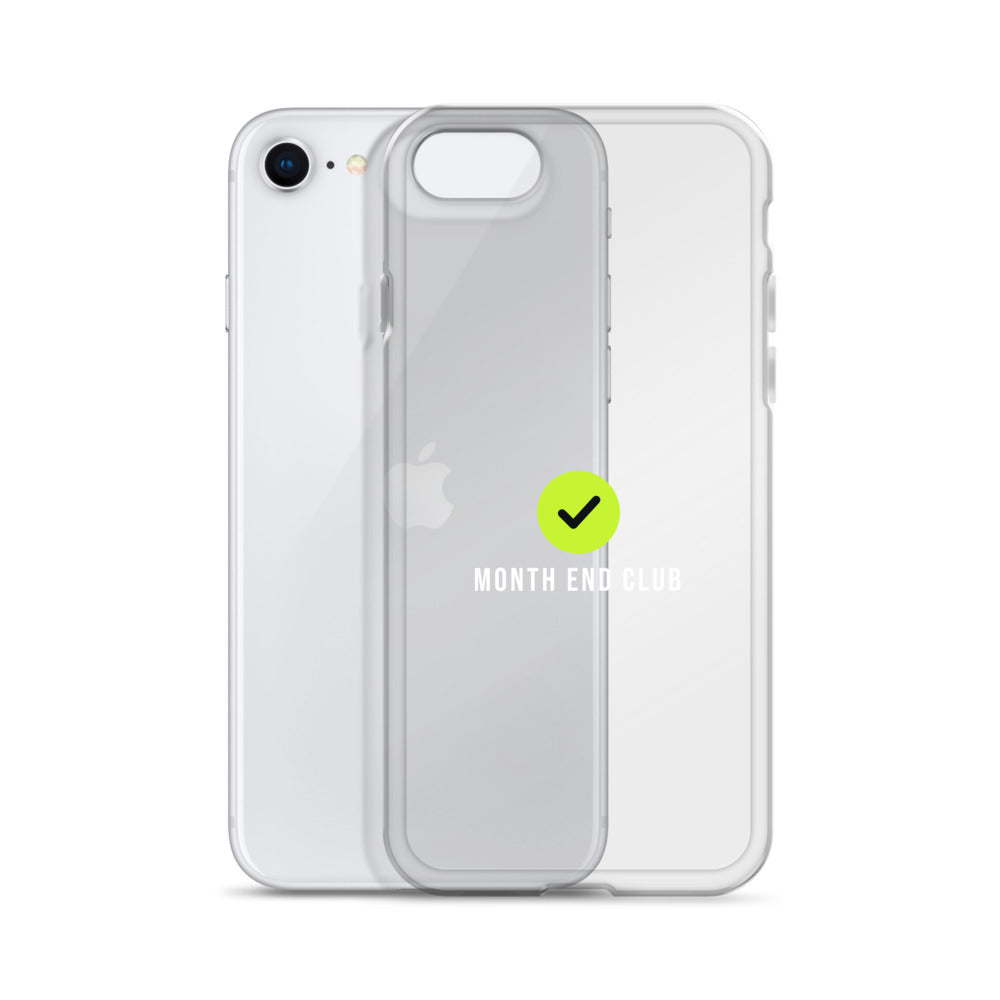 Month End Club Tick Clear iPhone Case – White – clear case