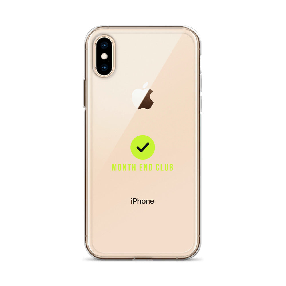 Month End Club Tick Clear iPhone Case – Lime – clear case
