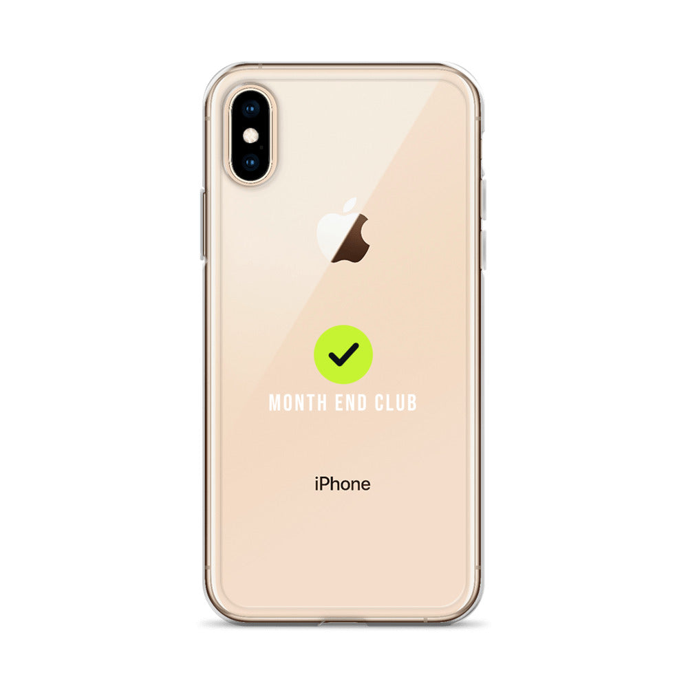 Month End Club Tick Clear iPhone Case – White – clear case