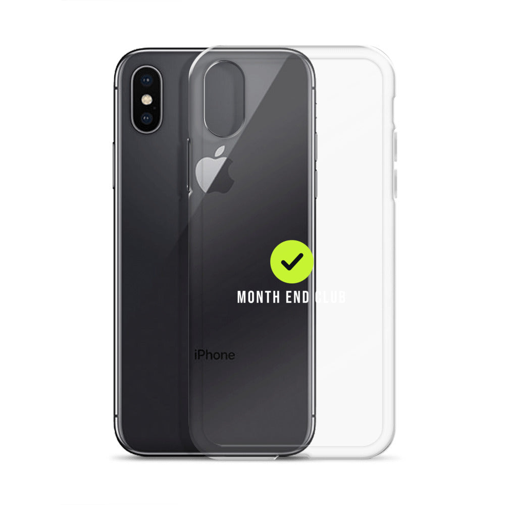 Month End Club Tick Clear iPhone Case – White – clear case