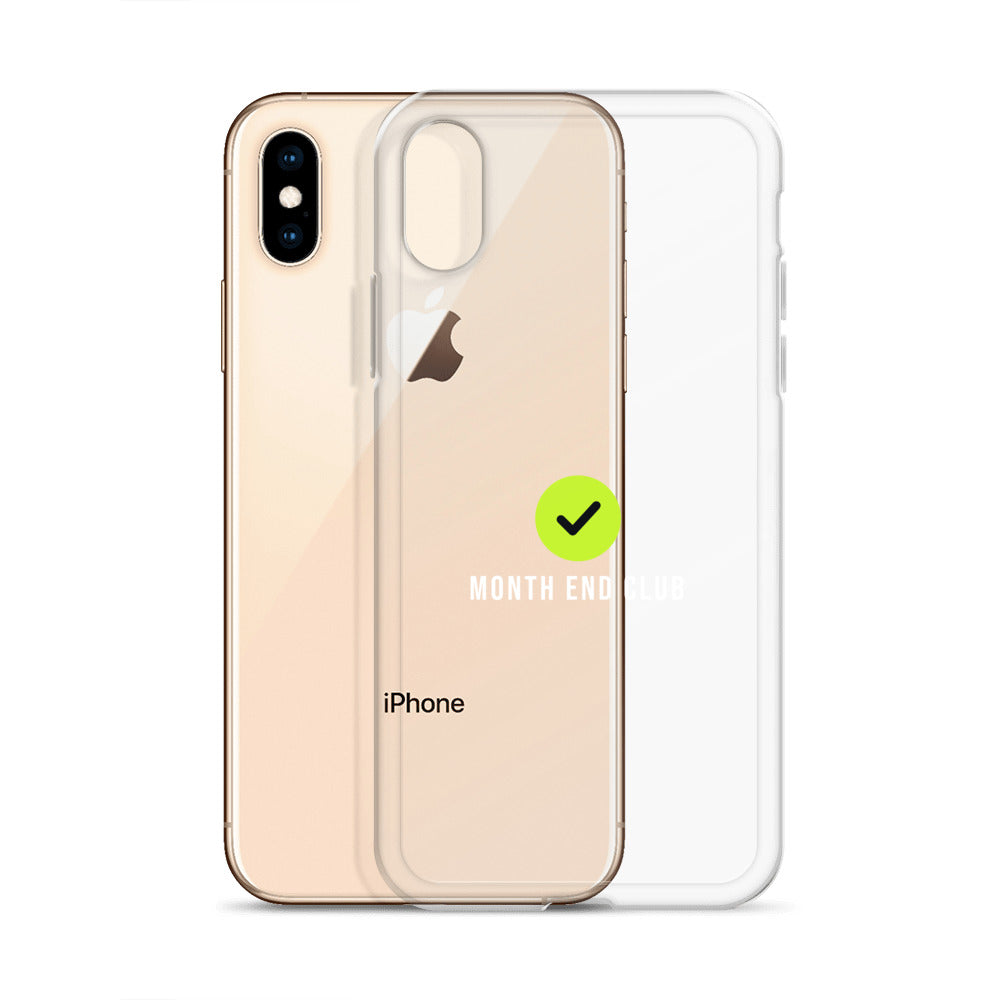 Month End Club Tick Clear iPhone Case – White – clear case