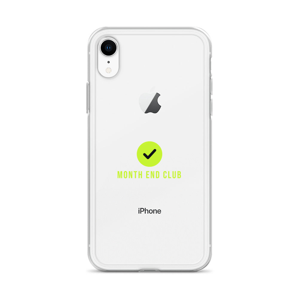 Month End Club Tick Clear iPhone Case – Lime – clear case
