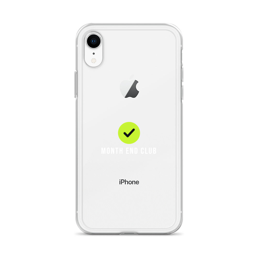 Month End Club Tick Clear iPhone Case – White – clear case