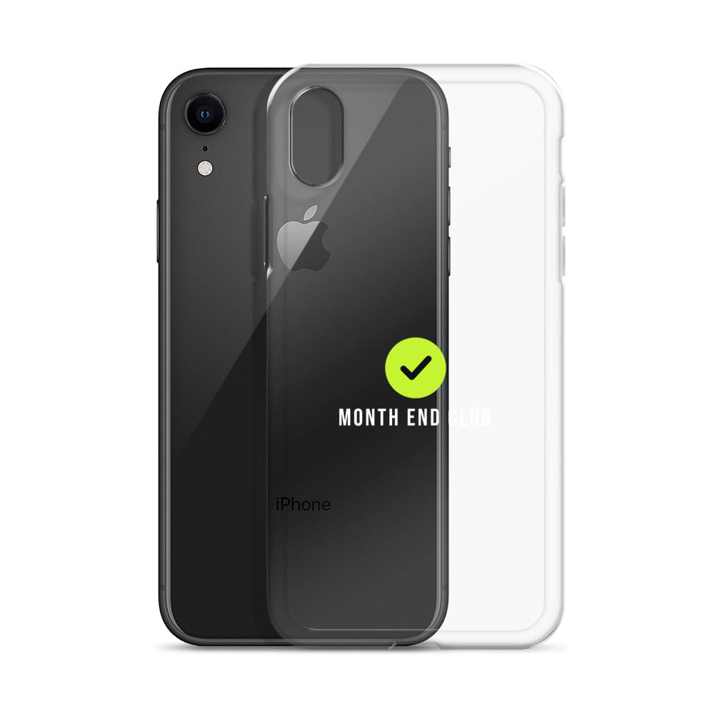 Month End Club Tick Clear iPhone Case – White – clear case