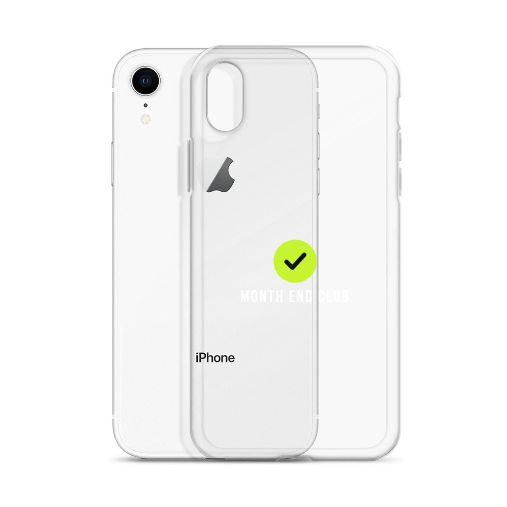 Month End Club Tick Clear iPhone Case – White – clear case