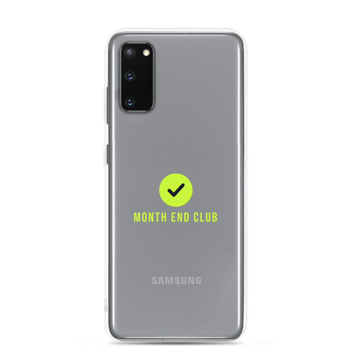 Month End Club Tick Clear Samsung Case – Lime – Samsung Galaxy S20, clear