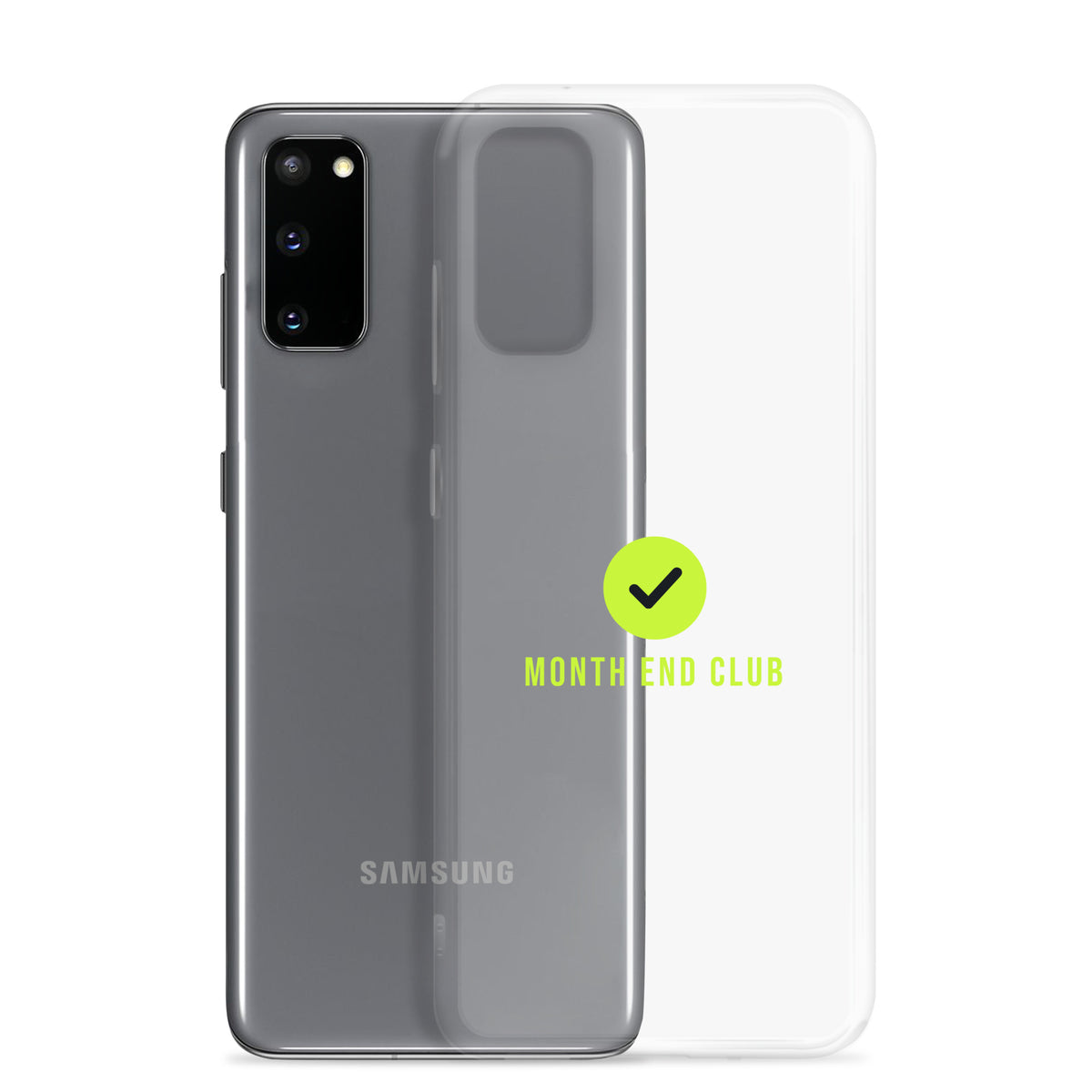 Month End Club Tick Clear Samsung Case – Lime – clear case