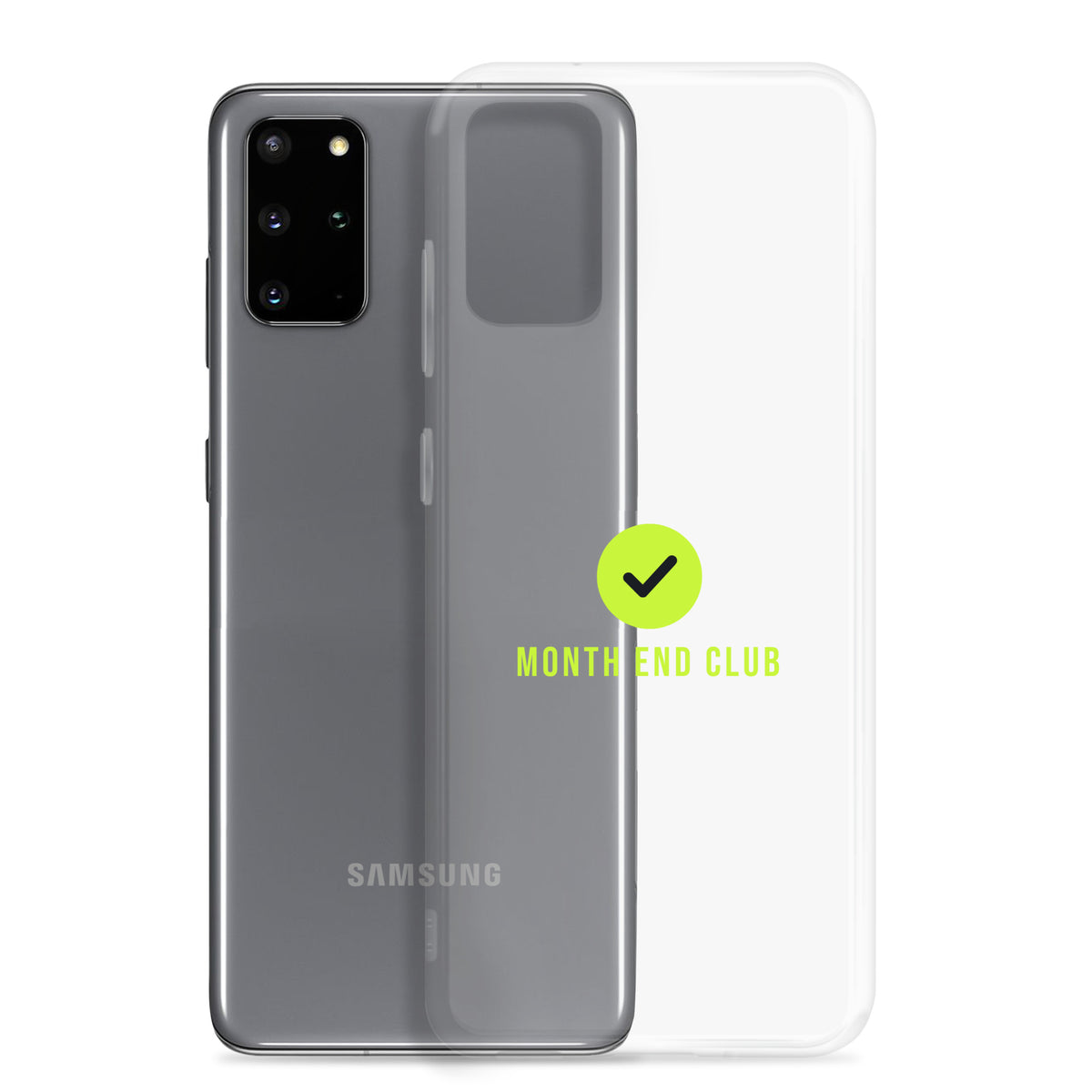 Month End Club Tick Clear Samsung Case – Lime – clear case