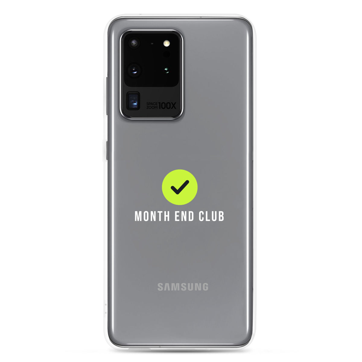 Month End Club Tick Clear Samsung Case – White – Samsung Galaxy S20 Ultra, clear
