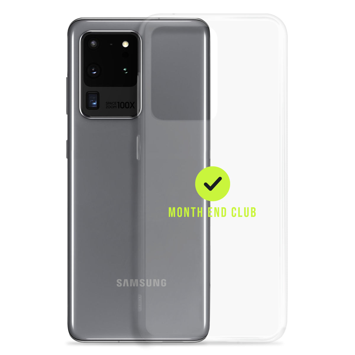 Month End Club Tick Clear Samsung Case – Lime – clear case