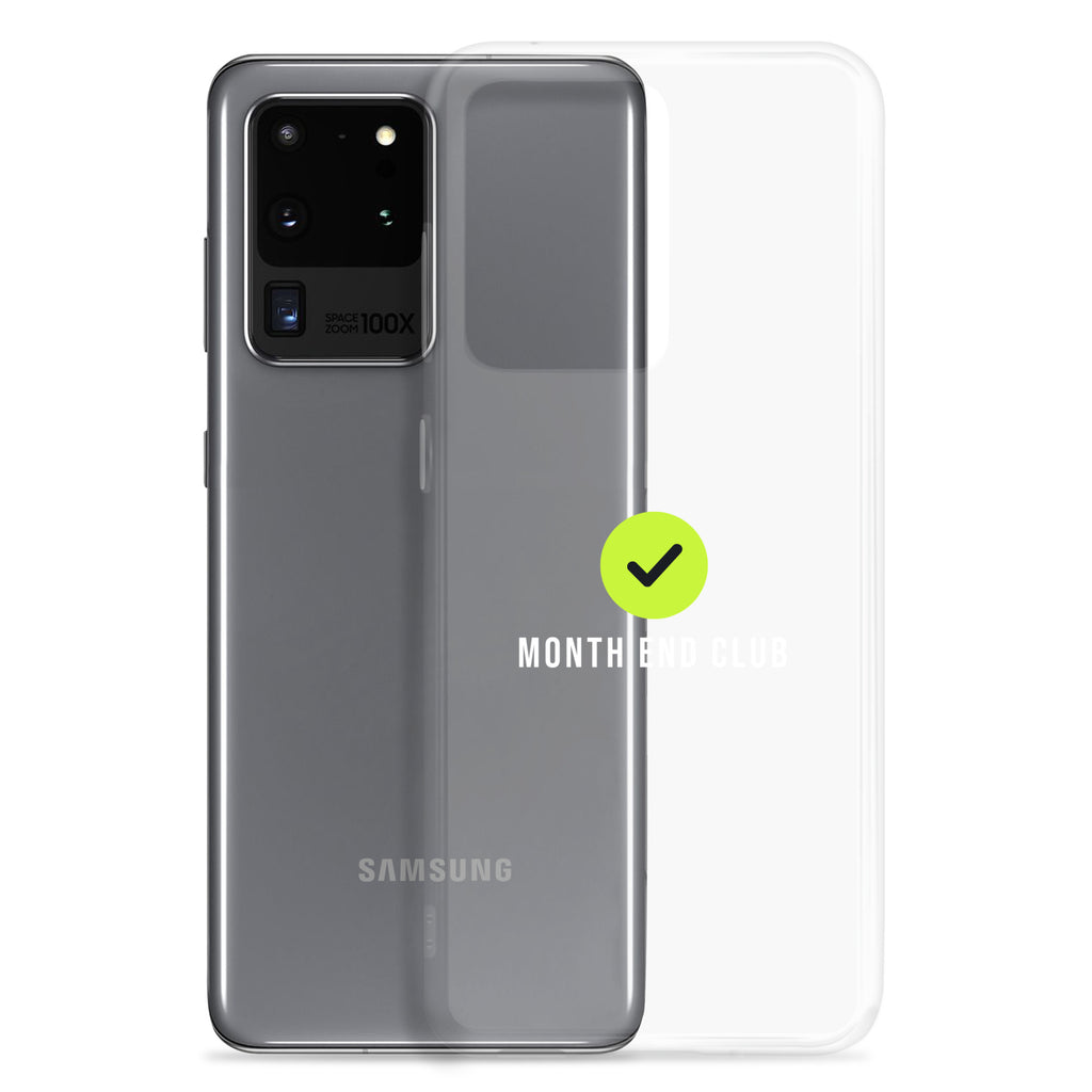 Month End Club Tick Clear Samsung Case – White – clear case