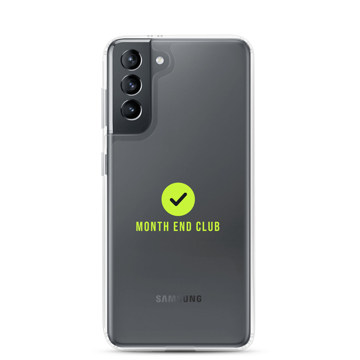 Month End Club Tick Clear Samsung Case – Lime – Samsung Galaxy S21, clear