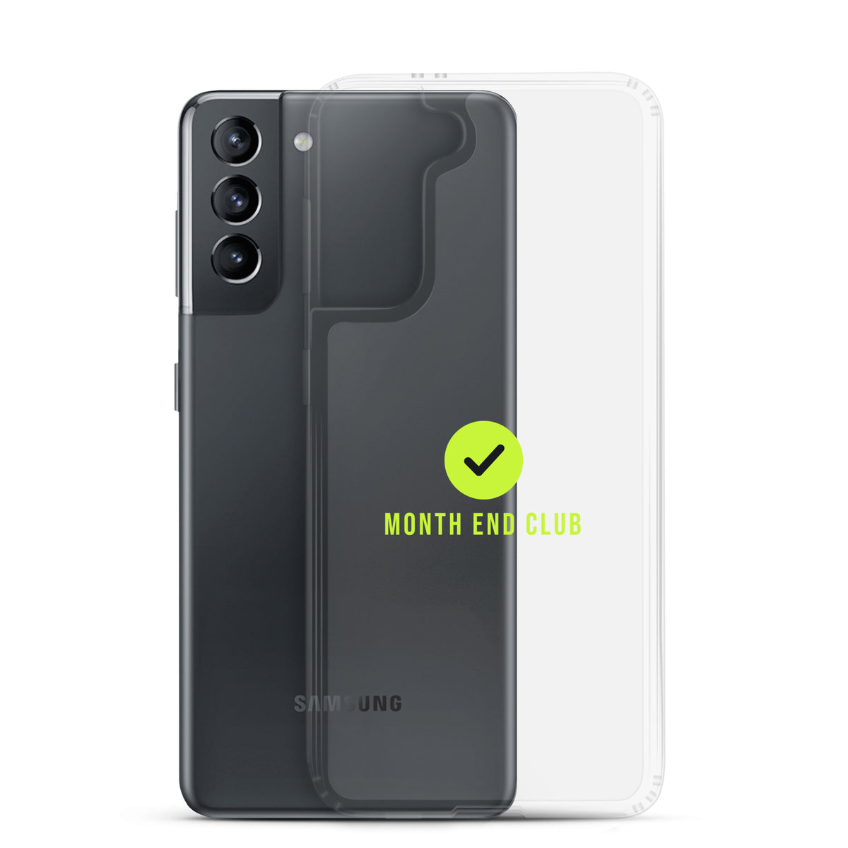 Month End Club Tick Clear Samsung Case – Lime – clear case