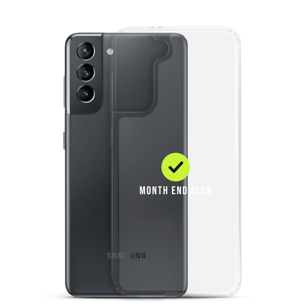 Month End Club Tick Clear Samsung Case – White – clear case