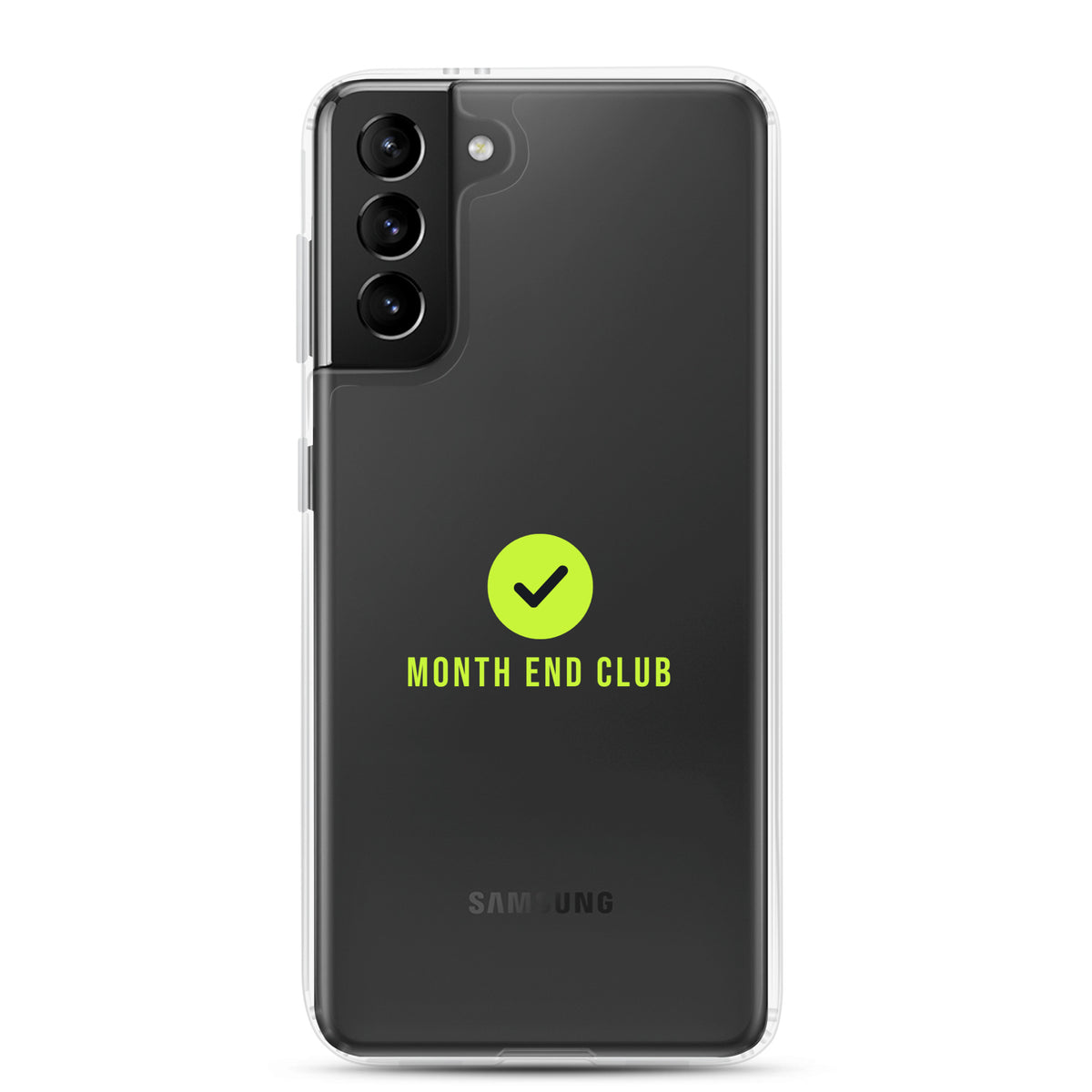 Month End Club Tick Clear Samsung Case – Lime – Samsung Galaxy S21 Plus, clear