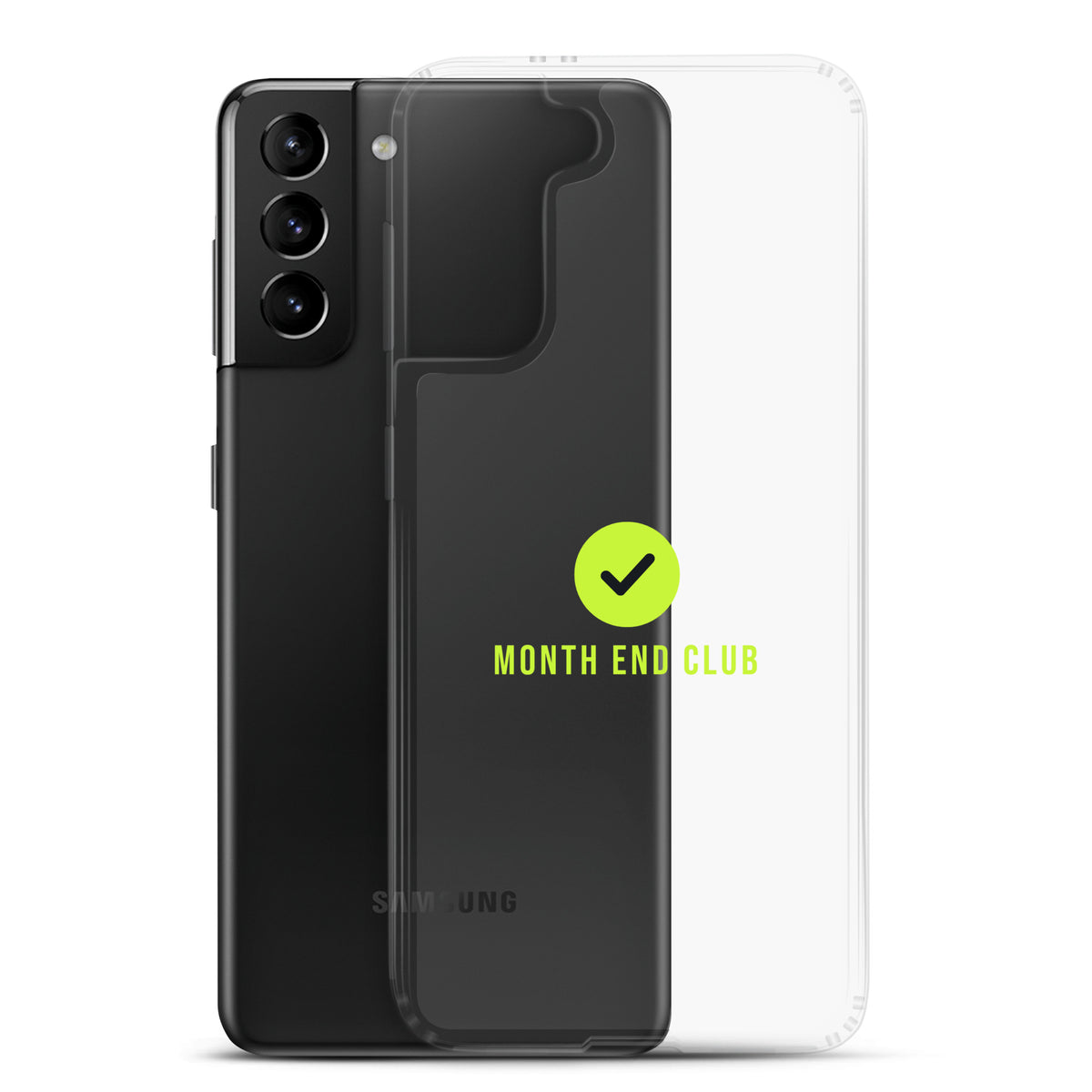 Month End Club Tick Clear Samsung Case – Lime – clear case