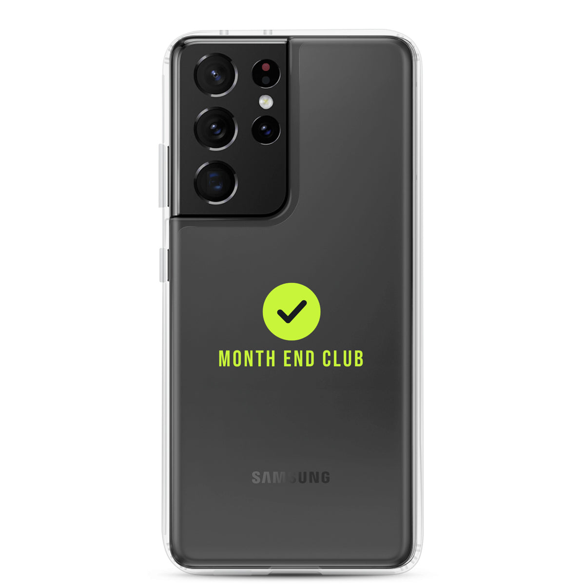 Month End Club Tick Clear Samsung Case – Lime – Samsung Galaxy S21 Ultra, clear