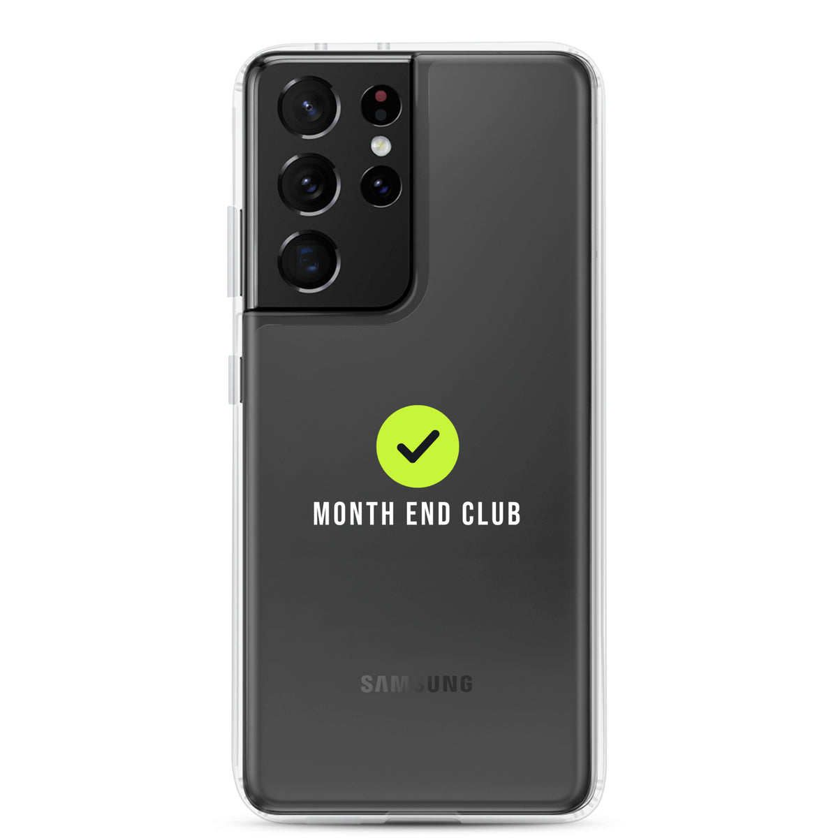 Month End Club Tick Clear Samsung Case – White – Samsung Galaxy S21 Ultra, clear