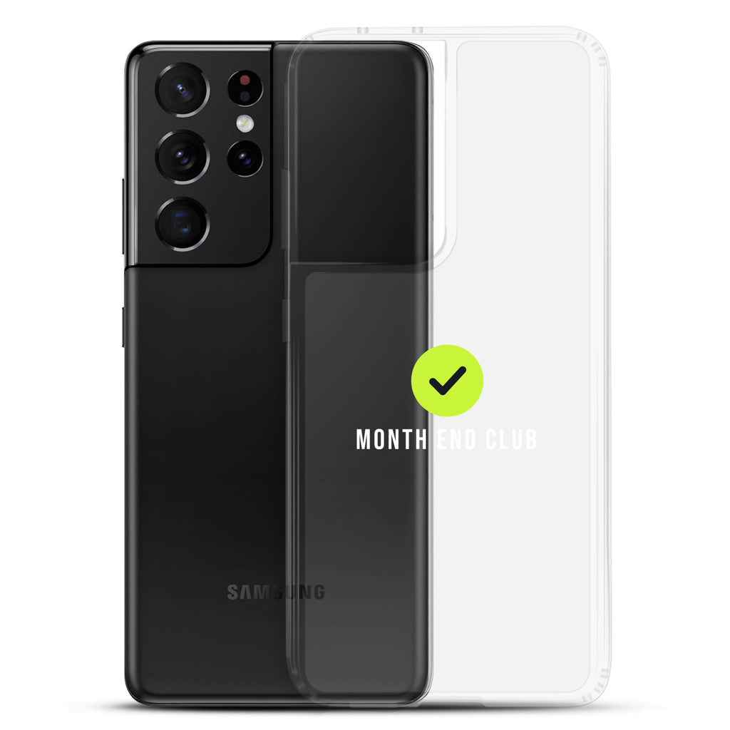 Month End Club Tick Clear Samsung Case – White – clear case
