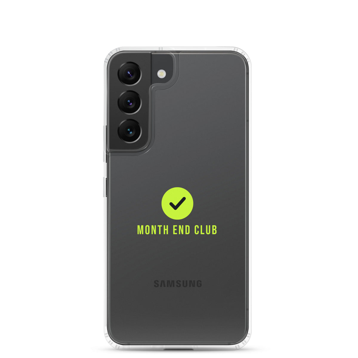Month End Club Tick Clear Samsung Case – Lime – Samsung Galaxy S22, clear