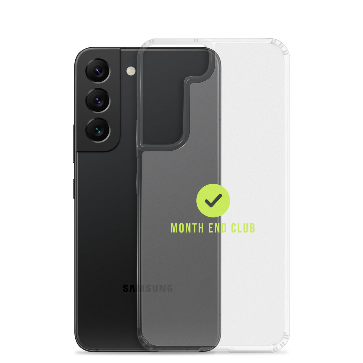 Month End Club Tick Clear Samsung Case – Lime – clear case